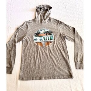 Pacific Maui Hawaii Surf Beach Hoodie Mens Medium Gray Sea Turtle Graphic Tee